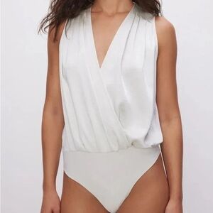 Good American Ivory Wrap Bodysuit
